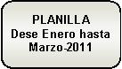 Rect�ngulo redondeado: PLANILLA 
Dese Enero hasta Marzo-2011