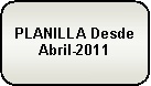 Rect�ngulo redondeado: PLANILLA Desde Abril-2011